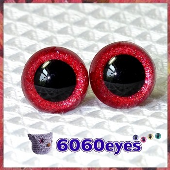 1 Pair Red Glitter Hand Painted Safety Eyes Plastic eyes